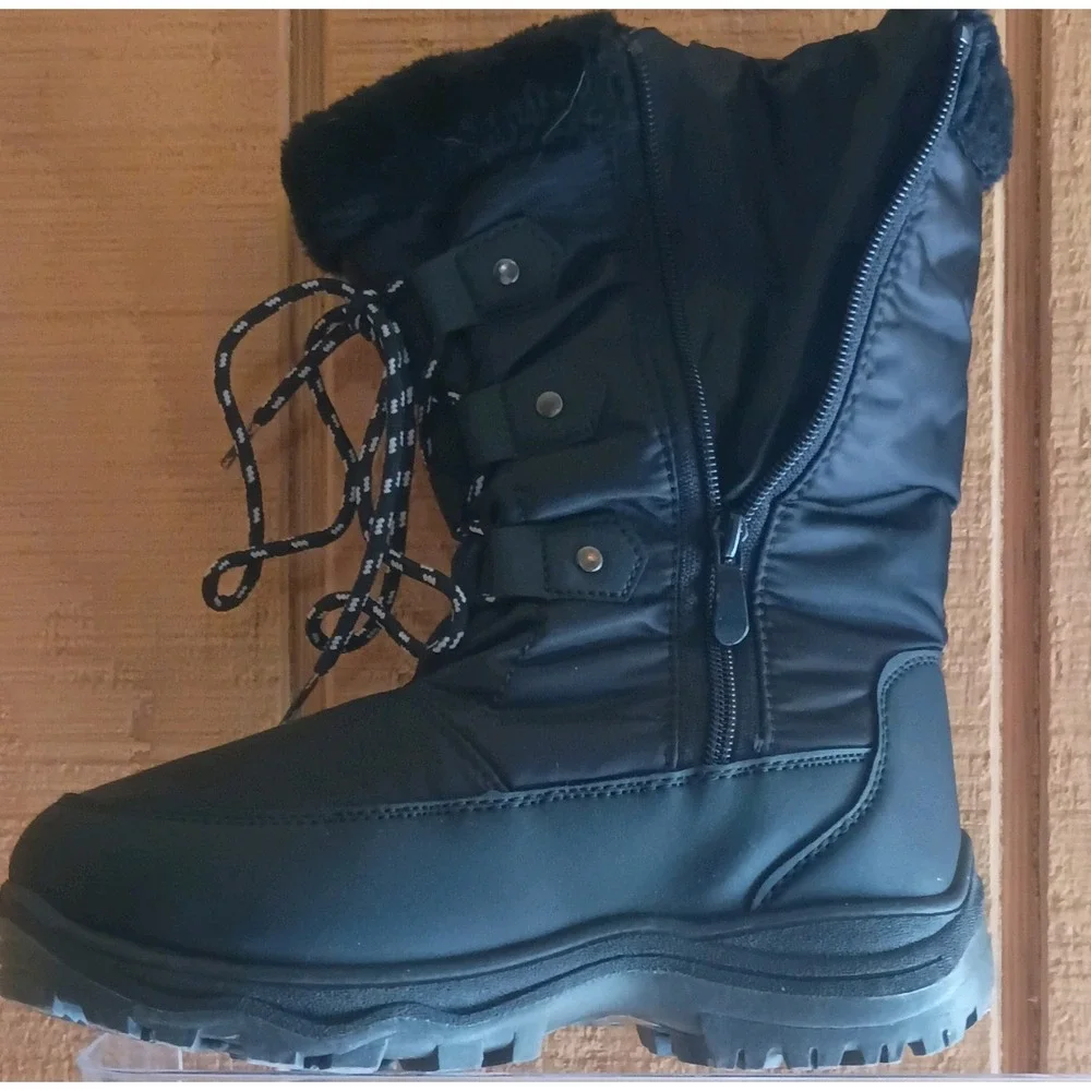 Dream Pairs Nordic Women's Black‎ Mid-Calf Snow Boots Faux Fur Lined US 5